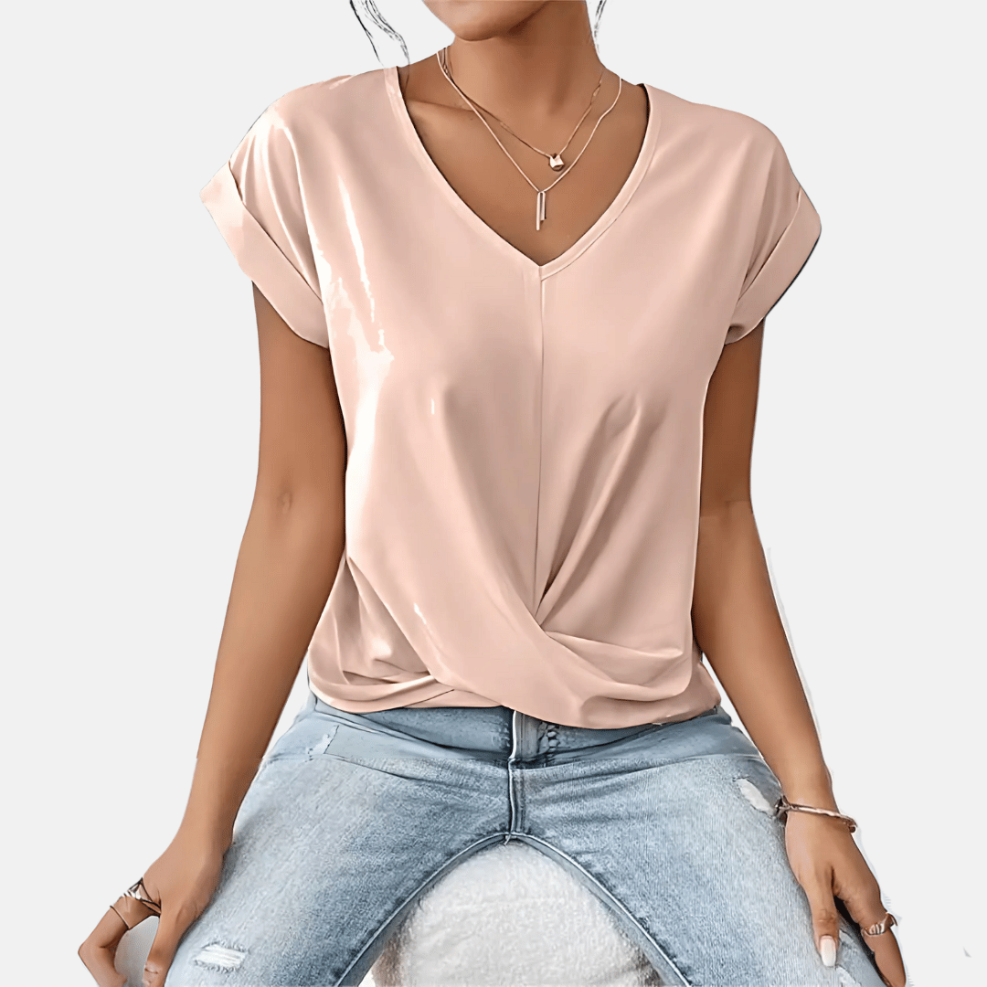 Séraphine™ | Blouse Femme à Col en V avec Ourlet Drapé