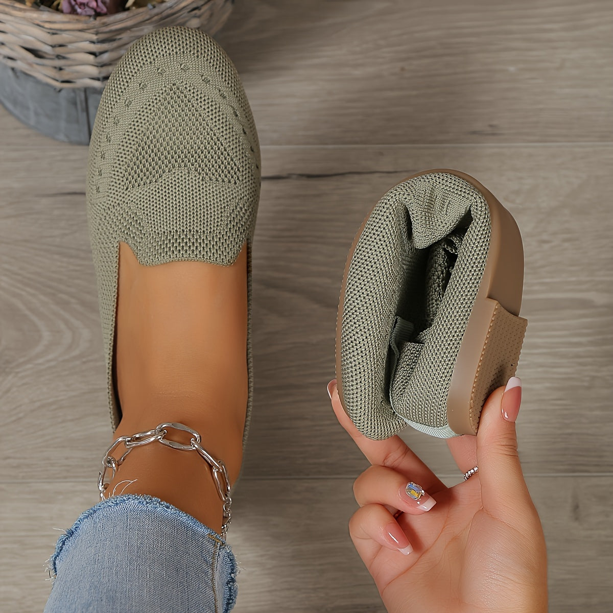 Plus Size Women'S Flat Wide-Toe Shoes | Casual Round Toe Slip-on with Fabric Upper and Soft Sole, Suitable for Spring