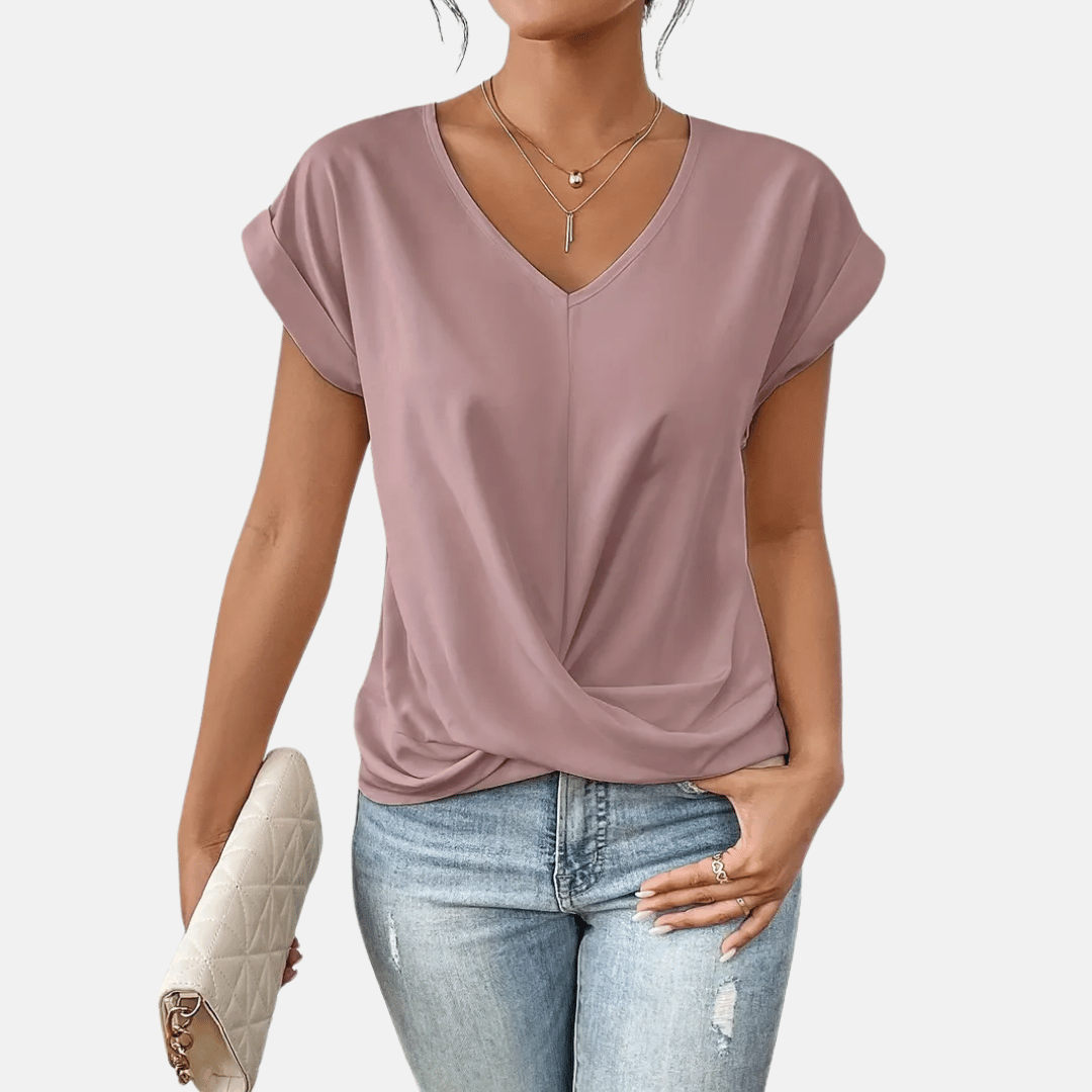 Séraphine™ | Blouse Femme à Col en V avec Ourlet Drapé