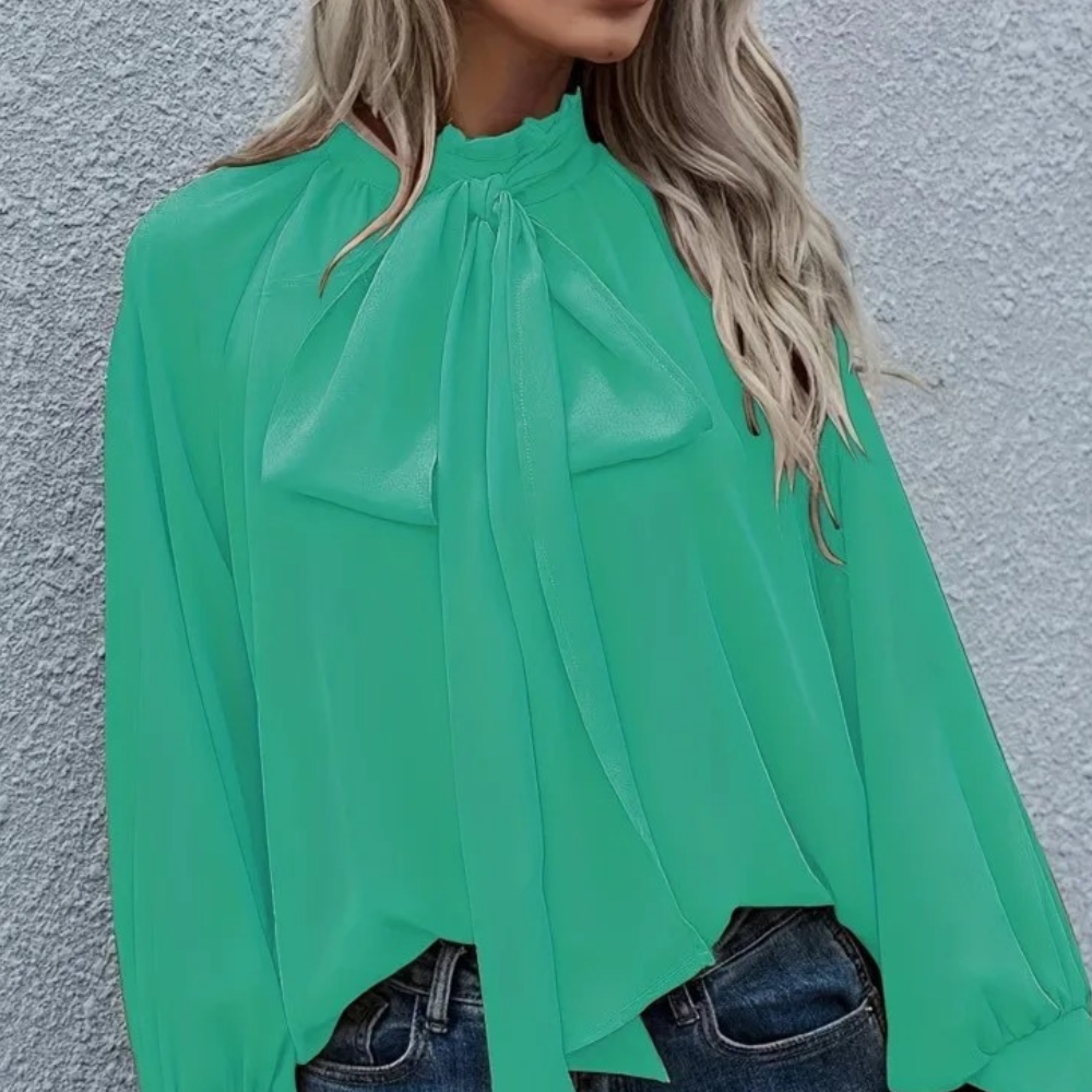 Séraphine™ | Blouse en Chiffon avec Nœud et Manches Bouffantes