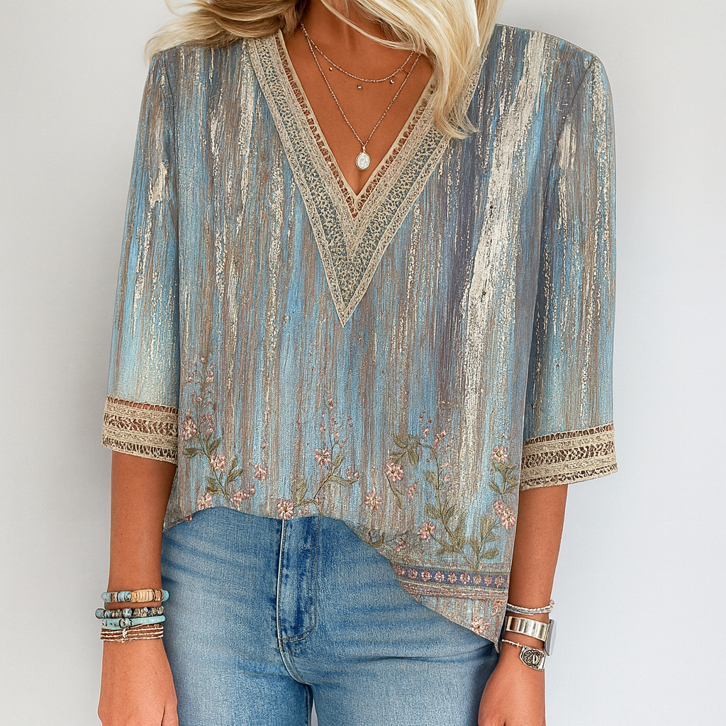 Séraphine™ | Blouse Imprimée à Col en V