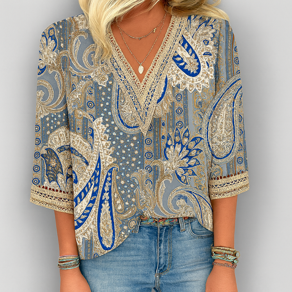 Séraphine™ | Blouse Imprimée à Col en V