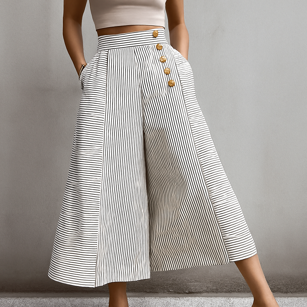 Séraphine™ | Pantalon large à taille haute à rayures