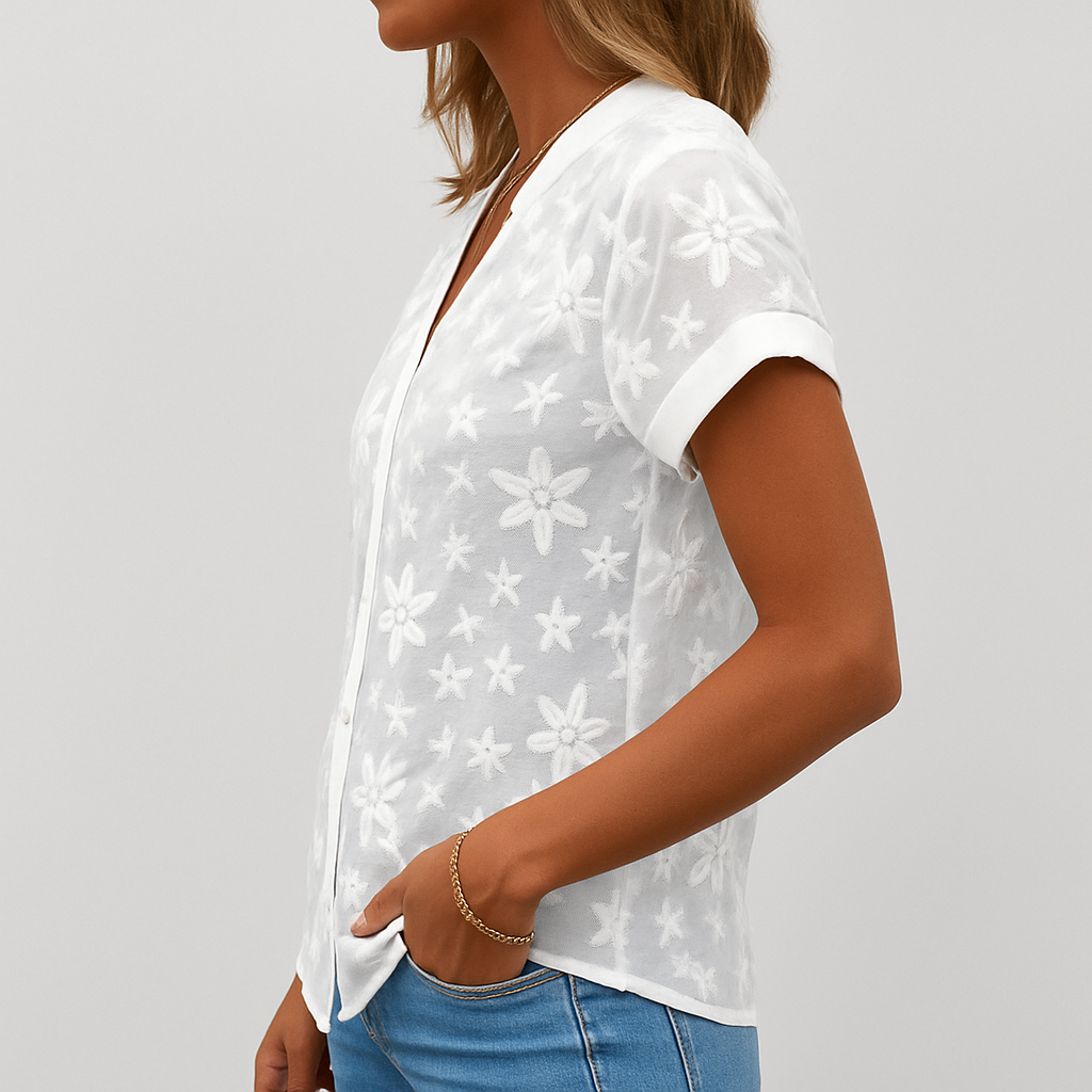 Séraphine™ | Blouse Femme à Manches Courtes Imprimée Floral