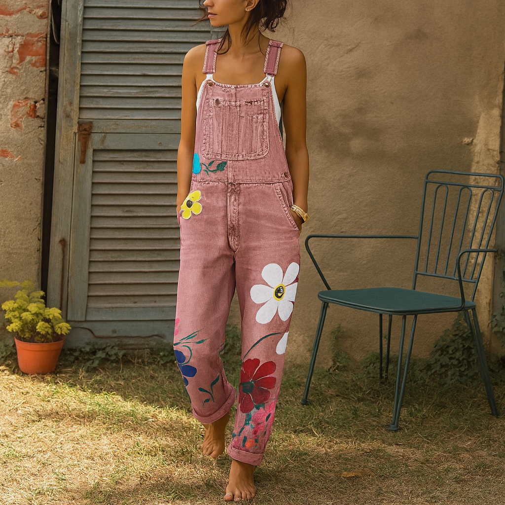 Séraphine™ | Élégante combinaison en denim avec motif floral