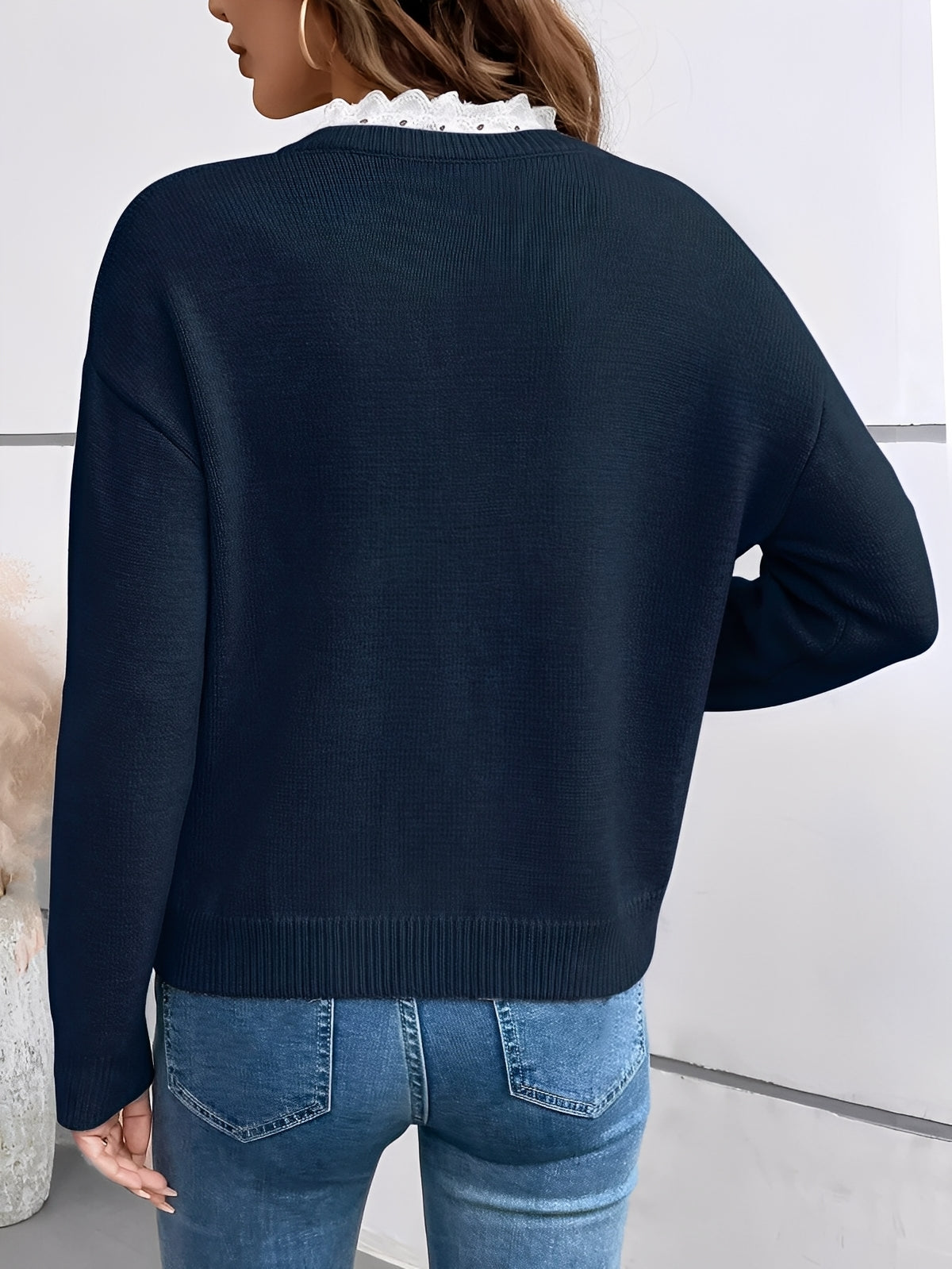 Séraphine™ | Pull Chic en Tricot avec Col en Dentelle Élégant