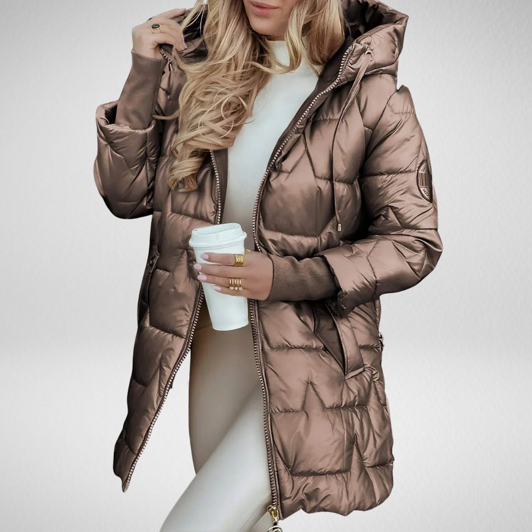 Séraphine™ | Zéphirine | Long Warm Quilted Jacket with Cozy Hood