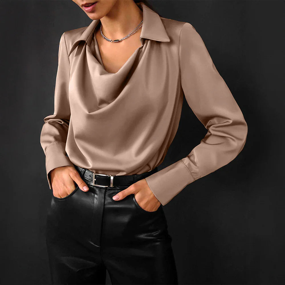 Séraphine™ | Blouse Satinée à Décolleté en V
