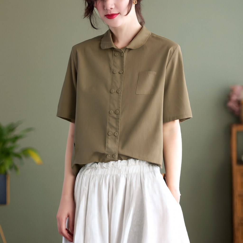 Séraphine™ | Blouse Détendue en Coton et Lin pour Femmes