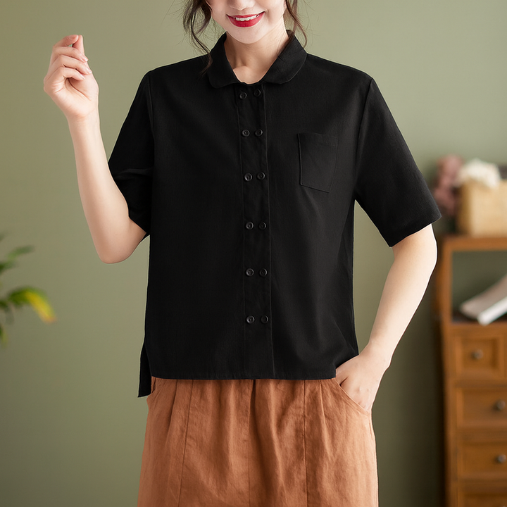Séraphine™ | Blouse Détendue en Coton et Lin pour Femmes