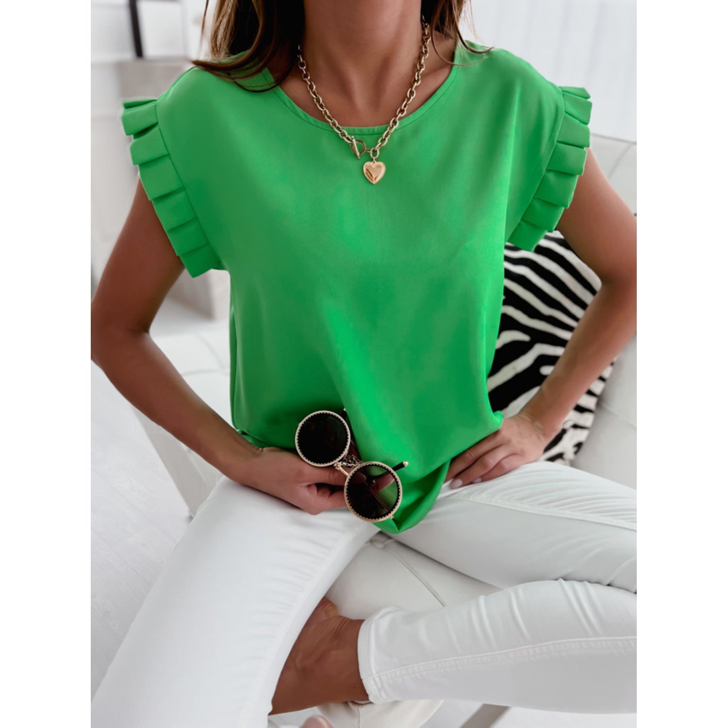 Séraphine™ | Blouse à Manches Courtes en Couleurs Unies pour Femmes