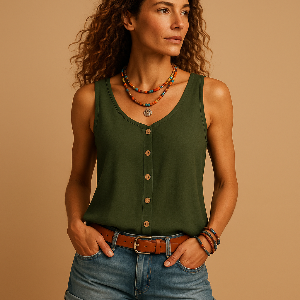 Séraphine™ | Chemise légère sans manches avec boutons